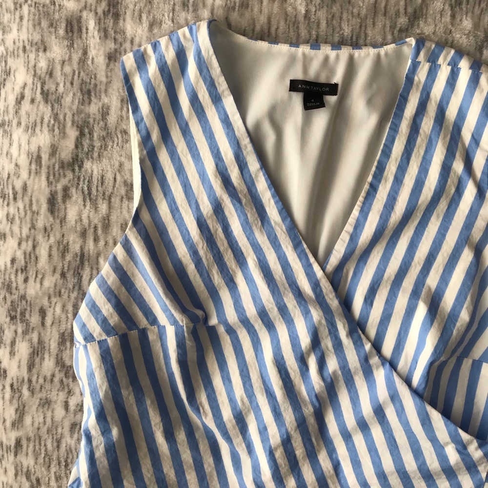 Ann Taylor Light Blue & White Striped Dress